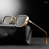 Zonnebrillen vintage steampunk -mannen 2023 retro metalen vierkante brillen trendy merk zonneglazen tinten voor vrouwen lunette de soleil1