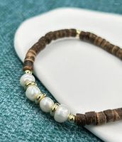 Link Armbänder natürliches Perle Armband Kokosnuss Perle 316 Edelstahlgeschenke für Männerperlen
