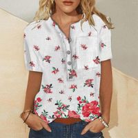 Frauenblusen Frauen lässig loses Solid Color Bluse Tops Plus Größe Mode Sommer Blumener V Hals kurzarm T-Shirt