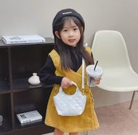 키즈 레터 PU 가죽 핸드백 2023 Designerssssingle Shoulder Bags Children Lattice Princess Crossbody Bag Factory Supply
