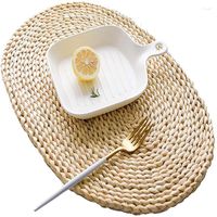 Table Mats 1PC Straw Placemats Oval Rattan Dining Natural Ha...