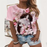 Camisetas para mujeres lindas gato 3D impresión ropa para mujeres de verano camiseta de gran tamaño