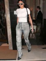 Jeans femminile da donna abbigliamento moda stampato a vita alta shot slip slim svantati europei