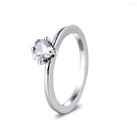 Обручальные кольца Qandocci Валентины Clear Solitaire Ring Femme 925 Sterling Silver для женщин мод