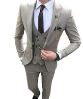 Men' s Suits Fashion Casual Business Gray Mens 3 Pieces ...