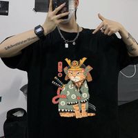 Herren T-Shirts Bleichmittel Ichigo Japanische Anime Funny Shirt Männer Manga Vintage Katze Samurai T-Shirt Kawaii Grafik T-Shirt Hip Hop Top Tees Malem
