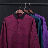 Herren Polos Man Langarm Pullover Shirts Solid Color Business Casual Marke für polo geometrische hochwertige Tops