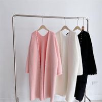Женские свитера 2023 Осенний и зимний женский ленивый стиль имитация бисера