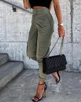 Frauenhose Frauen Mode einfach hohe Taille Button Pocket Design Casual Daily Long Cargo weibliche Kleidung Streetwear All-Match