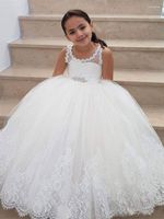 Girl Dresses Flower Princess Illusion Wedding Party met bogen voor verjaardag