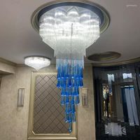 Kronleuchter großer Kronleuchter -Beleuchtung Duplexgebäude luxuriöser rotierender Treppe kreative Deckenlampe hängen hohles Glas