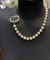 Collar de moda Collares Dise￱ador de collar de perlas cortas para mujeres amantes de la boda de la boda Joyer￭a del canal de regalo del d￭a de la madre para novia con bolsa de franela