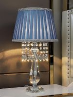Lámparas de mesa de moda moderna lámpara de cristal dormitorio sala de estar de lujo de lujo cálido matrimonio romántico azul americano