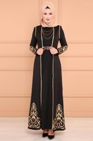 Ethnische Kleidung Zwei Stücke Set Kaftan Abaya Kleid und Weste muslimische Frauen Spleiß Applice Lange Robe Kimono Juhab Middle Osten Arabische Islamische