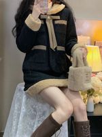 Abito da due pezzi Caldo set di moda coreano Donne vintage Francia Sweet Party Gritta femmina fila elegante mini abito chic inverno 230207