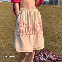 Shorts maschile Wakamono Summer Pants for Man Sweat Cotton Stampato Coppia di harajuku di moda coreano bianco Y2302