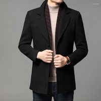 Trench Coats Hands Man Mid Longueur Windbreaker 2023 Père de laine d'âge moyen Automne et Cold de costume d'hiver