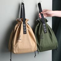 Insulated Bento Bag Adjustable Wide Opening Canvas Drawstrin...