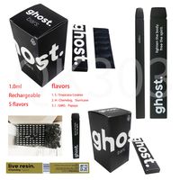 Ghost 2023 preto descartável cigarro eletrônico VAPE 280mAh Bateria recarregável 5 cepas 0,8 ml carrinhos vazios com embalagens à prova de crianças