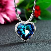 Collares colgantes 2 Color Ocean Hearts Crystal From Swarovskis Maxi Collar Collier Moda Moda Joyería de boda Nombre Bead