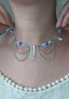Hänge halsband aura kristaller fairy halsband hav vågor handgjorda smycken klara kvartsblå mjuk estetik