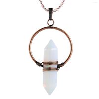 H￤nghalsband Tumbeelluwa Natural Rose Quartz Crystal Stone Double Pointed Wand Healing Opalite Charms f￶r smyckenillverkning
