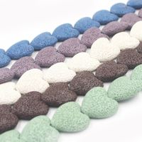 En gros de 28 mm de coeur coloré Perles de pierre de lave diffuseur Perle de pierre naturale pour fabriquer du bracelet