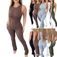 Nouvelle femme combinaison de combinaison Solide Rompères Sexy Sans manches à manches zipper slim High BodySuit Summer Capris Pantals XS-XL