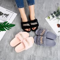 Slippers Women Home Metal Chain Spring Fashion Winter Warm S...