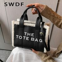 Shoulder Bags Fashion Lambswool Patchwork Tote Bag Designer ...