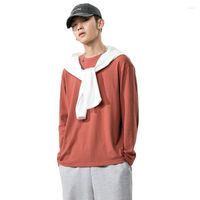 Camisetas para hombres Camiseta de manga larga Autumn Fashion Flowe %100 100 Algodón All-Match Bottoming Tops multicolor