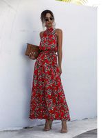 Casual jurken Elegant Long Halter Boho Floral Maxi For Women Summer 2023 Skims Y2K Damesjurk Vintage Robe Beach High Taille A-lijn