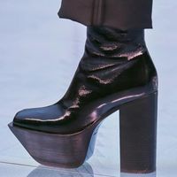Boots High Heels Runway tornozelo para feminino Moda Microfiber Leather plataforma outono Inverno quente botas femininas Mujer