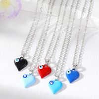 Color Painting Metal Heart Evil Eyes Pendant Lucky Turkish B...