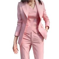 Damen zweiteilige Hosen Fashion Ladies Business Solid Color Suits Hosen Weste Womans Pink Blazers Jacke Weste Set 230209