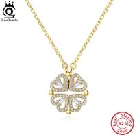 Perlen Halsketten Orsa Jewels 2 Wege tragen 925 Sterling Silber Clover Pendell Halskette mit AAAA CZ f￼r Frauen Mode Herzschmuck SN296 230209