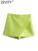 Kadın Şortları Zevity Kadın Moda Şeker Renk Asimetrik Şort Etekleri Lady Ferhir Sinek Cepleri Şortlar Şık Pantalon Cortos P532 230209