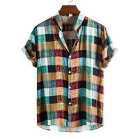 Camisas casuales para hombres ropa para hombres tendencia de moda para hombres color estampado a cuadros collar camisa de manga corta camisas para hombre 230209