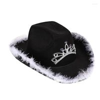 Berets Cow Girl Hat Unisex American Hats z piórką Crown Crown Dress Up Costum