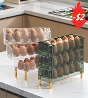 Recipientes de almacenamiento de ahorradores de alimentos REFRIGADOR DE Caja de huevos de lujo Organizador de cocina de plástico transparente 2211047454364