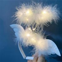 Angel Halo e Devil Horns Headband White Feather Feat Band Angel Cap con accessori per costumi glitter per Halloween Christmas 20pcs