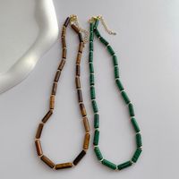 CODER Minar Stone étnica Natural Verde Turquesa Collar de cuentas para mujeres Collares de cadena de clavícula geométrica Joyas de cuello