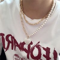 Gargantilla 2pcs/set collares de cadena de perlas simuladas colar punk gótico colgante colgante festival festival joyería