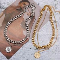 Gargantilla moderna collar de monedas múltiples vintage para mujeres collares de moda de color de color oro plateado joyas gruesas