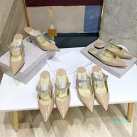 Элегантные дизайнерские женские одежды для обуви высокие каблуки тапочки сандалии хрустальный ремешок шпильки сексуально остроконечные ноги свадьба Eu35-42
