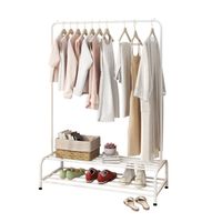 Kledingkledingrek met planken, metalen stoffen hanger rek Stand kleding droogrek voor hangende kleding btzojujqta