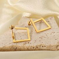 18K Gold- plated Stainless Steel Square Earrings Women' s...