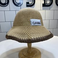 Largeurs chapeaux à bord Bodet ganni Fil de coton tissé à la main Spring et été de la couleur du pêcheur de couleur pêcheur de la couleur du pêcheur
