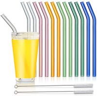 High Borosilicate Glass Straws Reusable Multi- Color Glass Se...