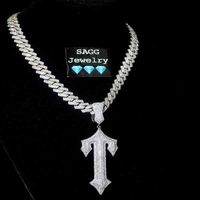 Trapstar Collar de diamante Full Diamond Cross Hip Hop Rap Dril Personalizado mismo CentralCee Exclusive202e